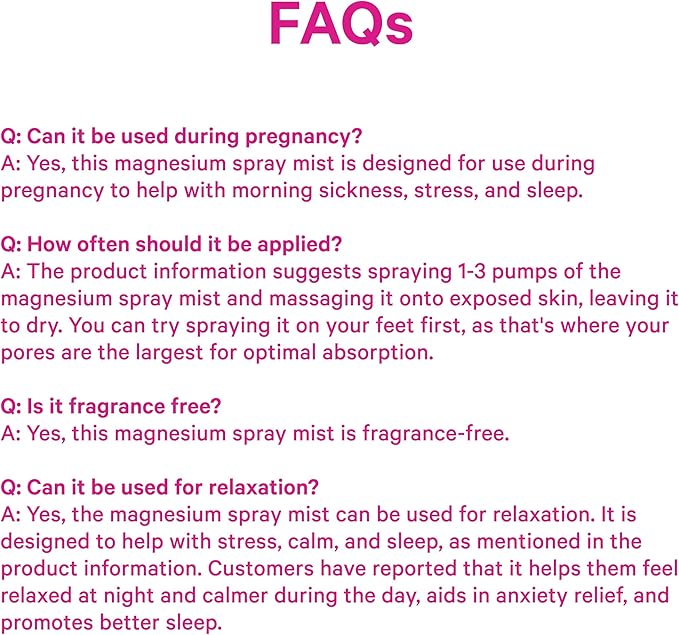 Pink Stork Magnesium Spray Mist - for Calm, Stress, and Sleep, Seasickness Support, Pregnancy Must Haves, 200 mg per 6 Sprays, Pure Magnesium Chloride Body Spray, 4 oz, Unscented