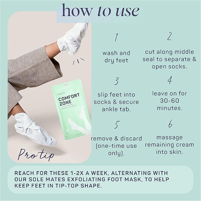 SpaLife Beauty Comfort Zone Soothing Foot Masks – Hydrating and Moisturizing Foot Socks – Hydrating Foot Mask – Soothes Rough, Cracked, Dry Feet with Tea Tree Oil – Shea Butter – Peppermint – 8 Pack