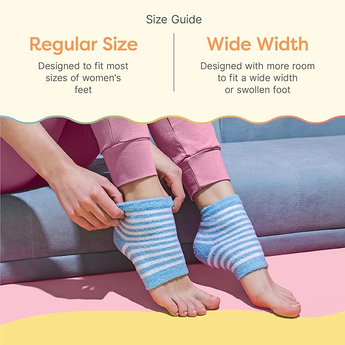 ZenToes Moisturizing Socks for Cracked Heel Treatment - Vitamin E, Olive Oil and Jojoba Oil Infused Heel Socks to Soften and Hydrate (Blue & White Stripes, Regular)