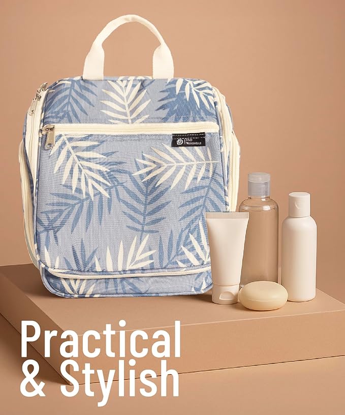 D&D Hanging Travel Toiletry Bag for Men and Women – Large Cosmetics, Makeup and Toiletries Organizer Kit with 10 Compartments, YKK Zippers, XXL Metal Swivel Hook, Water-Resistant Nylon