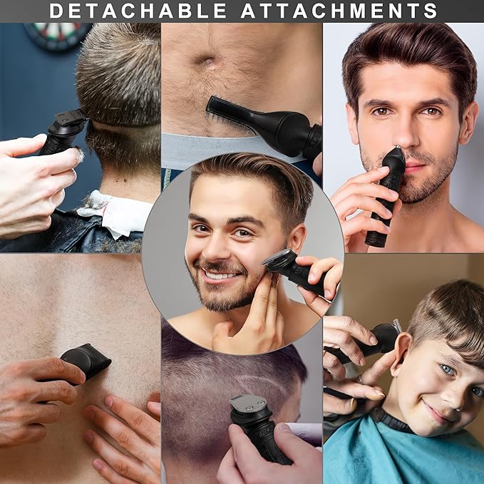 Beard Trimmer for Men Professional Mens Beard Grooming Kit T-Blade Trimmer Electric Shaver Razor Nose Body Trimmer Hair Cutting Kit Cordless 7 in 1 Black