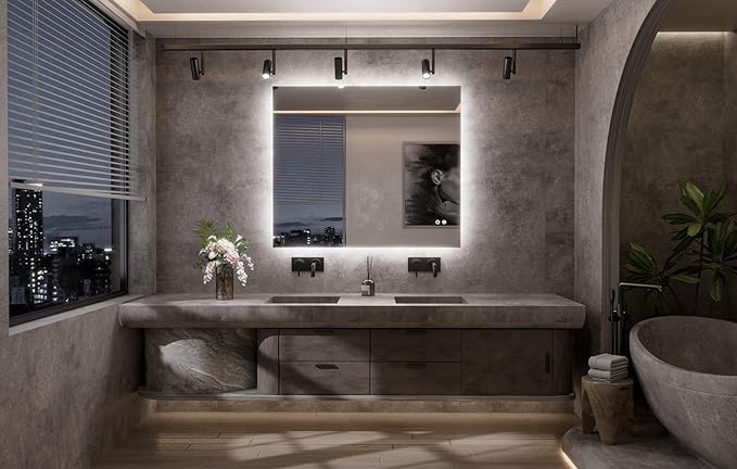 TETOTE 42 x 36 Inch LED Mirror Backlit Bathroom,Anti-Fog Mirror with Light,Dimmable,CRI90+,IP54 Water Proof,Wall Mounted Vanity Lighted,Horizontal/Vertical