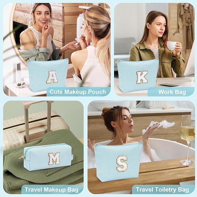 YOOLIFE Birthday Gifts for Women Her - Personalized Cute Initial Cosmetic Makeup Pouch Make Up Travel Bag for Mothers Day Gifts Teacher Sister Friend Girlfriend Mothers Day Gifts for Mom D
