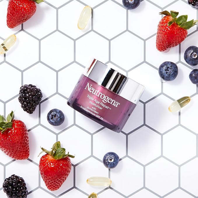 Neutrogena Triple Age Repair Face Moisturizer with SPF 25, 1.7 oz Jar, Anti-Aging Face Cream, SPF Moisturizer & Neck Cream, Anti Wrinkle Lotion for Dark Spots, Glycerin & Shea Butter