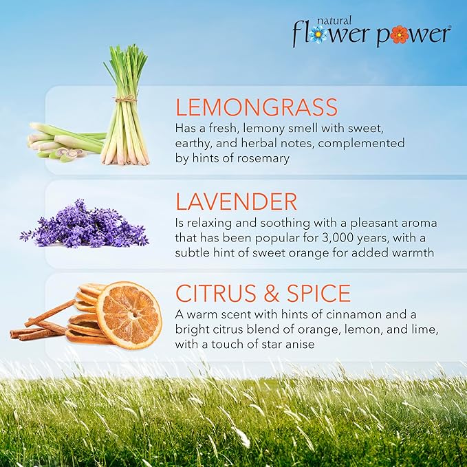 Air Freshener Spray - Odor Eliminator with Essential Oils for Home, Car & Fabric - Cruelty Free & Vegan - Variety Pack - Citrus & Spice + Lavender + Lemongrass - 3 x 4 fl oz