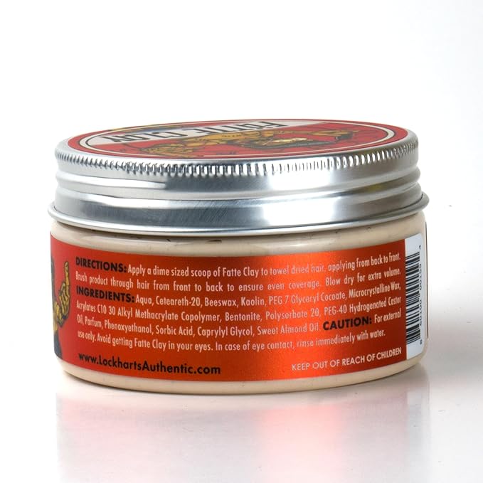 Lockhart’s Fätte Clay - Pomade For Men (3.4oz) – All-Day Hold, Natural Finish, Insane Texture and Volume – Smooth, Easy Application - Wicked Hold Without The Crunchy Hair – Sandalwood Scent