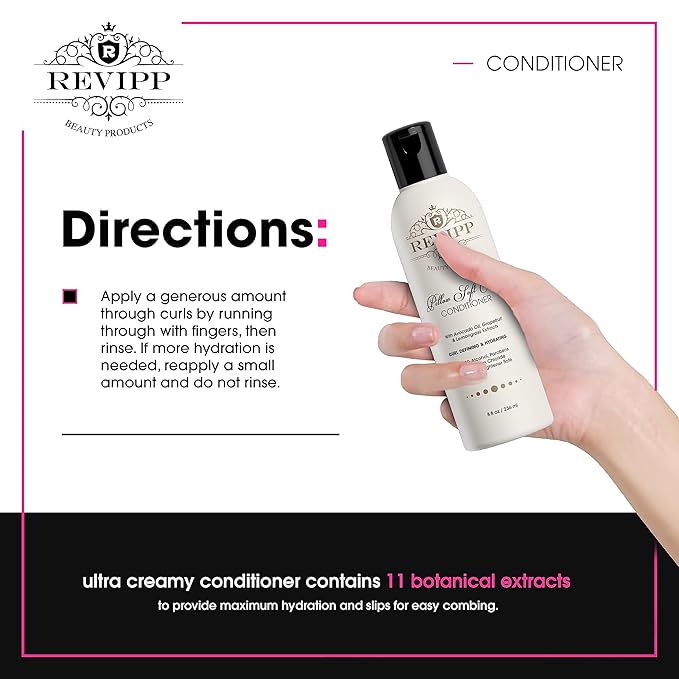 REVIPP Beauty Deep Conditioner for Dry Damaged Curly Hair 8fl oz Curl Defining Hydrating Conditioner with Avocado Oil, Grapefruit, Lemongrass