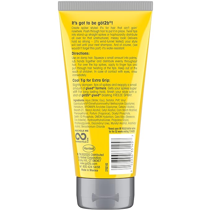Got2B Glued Styling Spiking Hair Gel 2 - 6 oz tubes + 1 Travel 1.25 oz tube