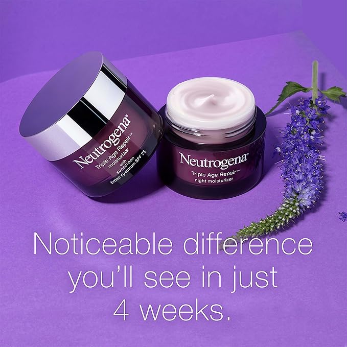 Neutrogena Triple Age Repair Face Moisturizer with SPF 25, 1.7 oz Jar, Anti-Aging Face Cream, SPF Moisturizer & Neck Cream, Anti Wrinkle Lotion for Dark Spots, Glycerin & Shea Butter