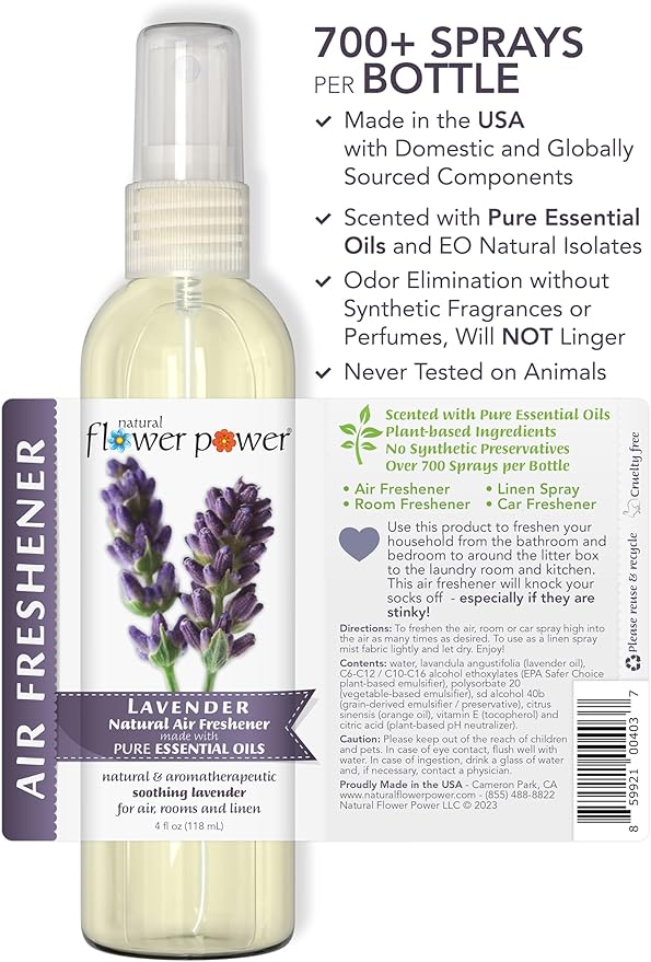 Air Freshener Spray - Odor Eliminator with Essential Oils for the Home, Car & Fabric - Cruelty Free & Vegan - 2 Pack with Lavender and Citrus & Spice - 2 x 4 oz