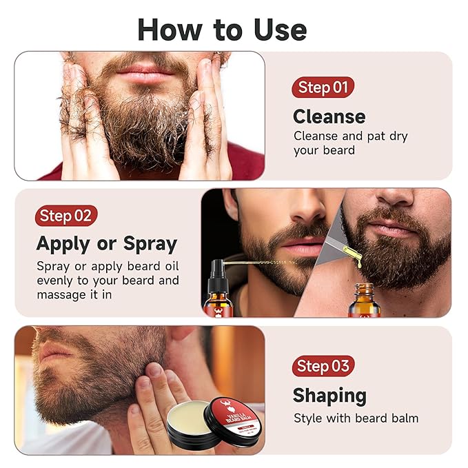 Beard Growth Kit - 2X Concentration Biotin for Men, Natural Ingredients with Argan Oil, Jojoba Oil and Vitamin (Vanilla)