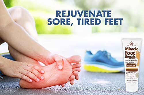 Miracle Foot Repair Cream (8 oz / 2-Pack) Repairs Dry Cracked Heels and Feet, 60% Pure UltraAloe Moisturizes, Softens, and Repairs