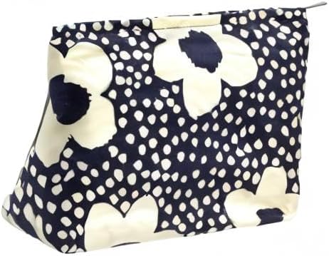 PAZIMIIK Floral Makeup Bag Large Cotton Zipper Pouch for Purse Travel Canvas Make Up Organizer for Women Cosmetic,Floral Navy Blue