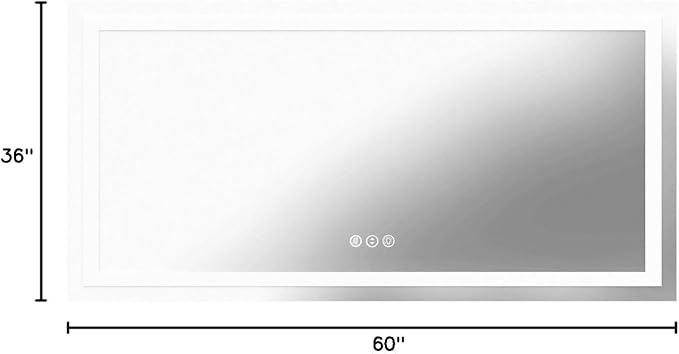 Amorho LED Bathroom Mirror 60'' X36'' with Front and Backlight, Large Dimmable Wall Mirrors with Anti-Fog, Shatter-Proof, Memory, 3 Colors, Double LED Vanity Mirror