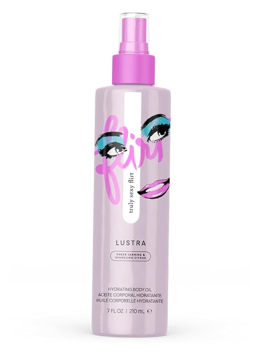 Pure Romance Lustra Hydrating Body Oil - Non-Greasy After Shower Moisturizer for Dry Skin - Infused with Jojoba and Argan Oils - Mist on With Convenient Spray Bottle, 7 Fl Oz, Truly Sexy Flirt