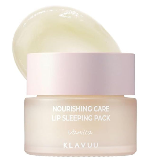 Klavuu Nourishing Care Lip Sleeping Pack - Lip Mask for Exfoliating & Nourishing Lip Treatment Balm for Dry Lips - Natural Moisturizing Lip Oil with - Lip Balm to Repair & Protect Lips 0.7oz (Vanila)