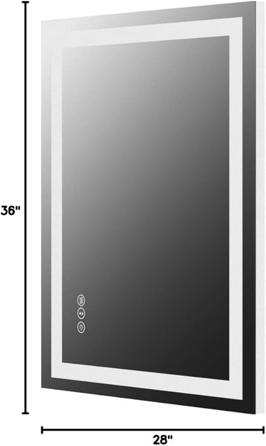 Amorho LED Bathroom Mirror 28"x 36" with Front and Backlight, Stepless Dimmable Wall Mirrors with Anti-Fog, Shatter-Proof, Memory, 3 Colors, Double LED Vanity Mirror (Horizontal/Vertical)