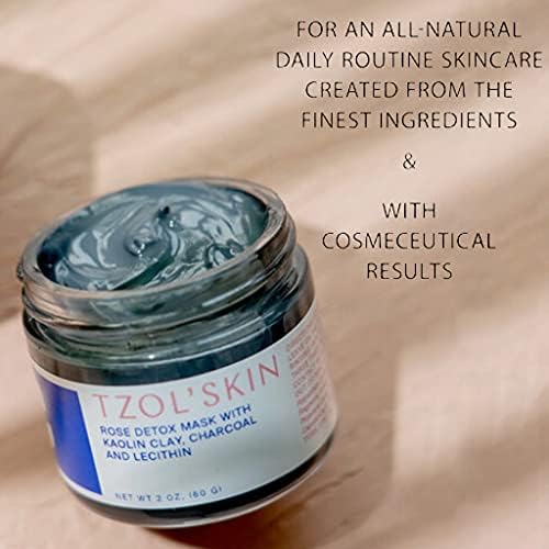 TZOL'Skin Rose Detox Mask - Clarifying Clay Mask - Reduces Pores and Targets Blackheads - Charcoal & Triple-Action Clays - Natural Exfoliant - No Paraben, Silicones & Sulfates - Vegan - Cruelty Free