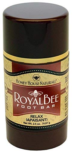 Honey House Naturals Royal Bee Foot Bar – 2.5 Ounce Twist Up Tube – All Natural Ultra Moisturizing, Odor Eliminating, Essential Oil Infused – Made in USA (Relax)