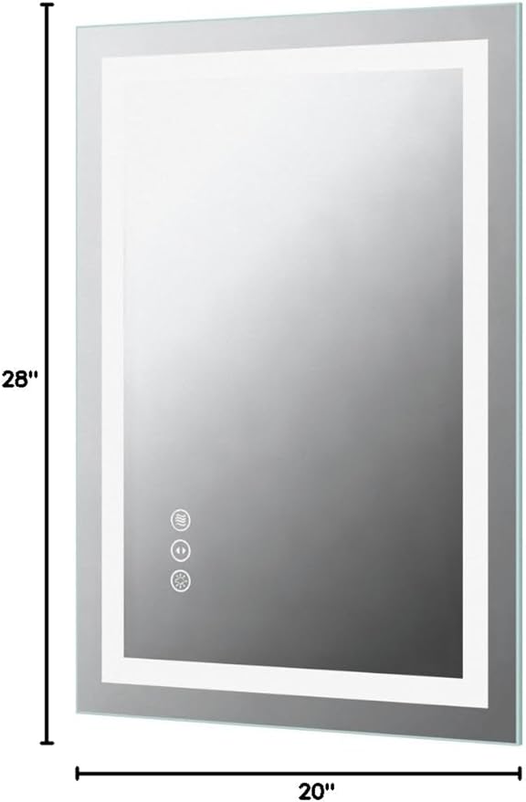 Amorho LED Bathroom Mirror, 20" X28" with Front Light and Backlit, Stepless Dimmable Wall Mount Mirrors, Anti-Fog, Shatter-Proof, Memory, 3 Colors Lihgting, LED Vanity Mirror(Horizontal/Vertical)