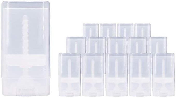 10PCS 15ml 0.5oz Clear Empty Plastic Oval DIY Lipstick Lip Balm Lip Gloss Tubes Deodorant Crayon Chapstick Tube Bottle Containers Oval Holder Case Pipe