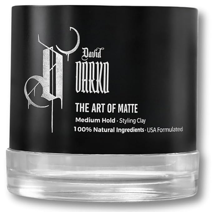 David Darko Hair Clay for Men – 100% Natural Matte Finish | Medium Hold, Easy to Wash Out | Texturizing & Styling Clay | USA-Formulated 2.82 oz