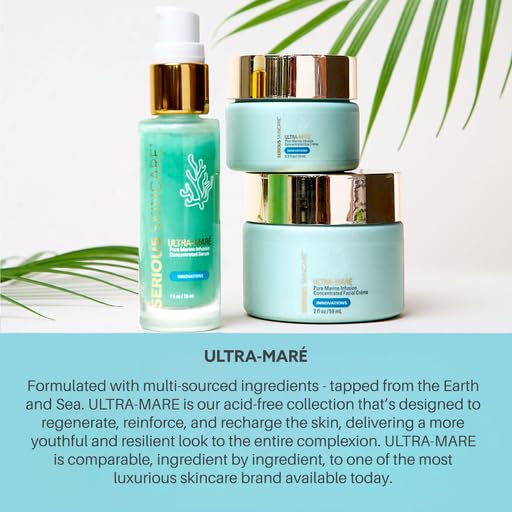 Serious Skincare Ultra-Mare Pure Marine Infusion Trio – Ultra-Mare Serum 1 oz, Ultra-Mare Facial Cream 2 oz. & Ultra-Mare Eye Cream .5 oz – Anti-Aging – Algae and Plankton extracts
