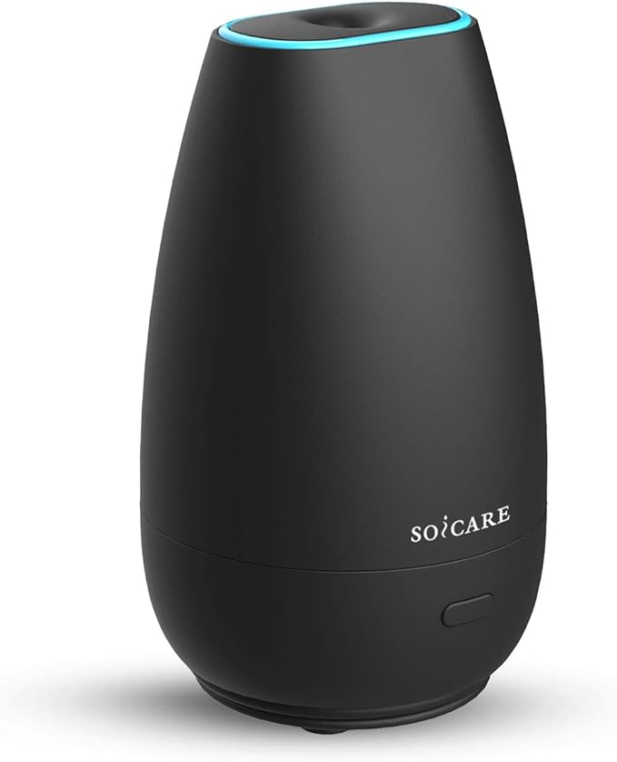 SOICARE Car Diffuser for Essential Oils, Small Portable Car Essential Oil Diffuser with Built-in USB Cable, Mini Aromatherapy Air Scent Humidifier Diffuser for Travel/Office/Home (Elegant Black)