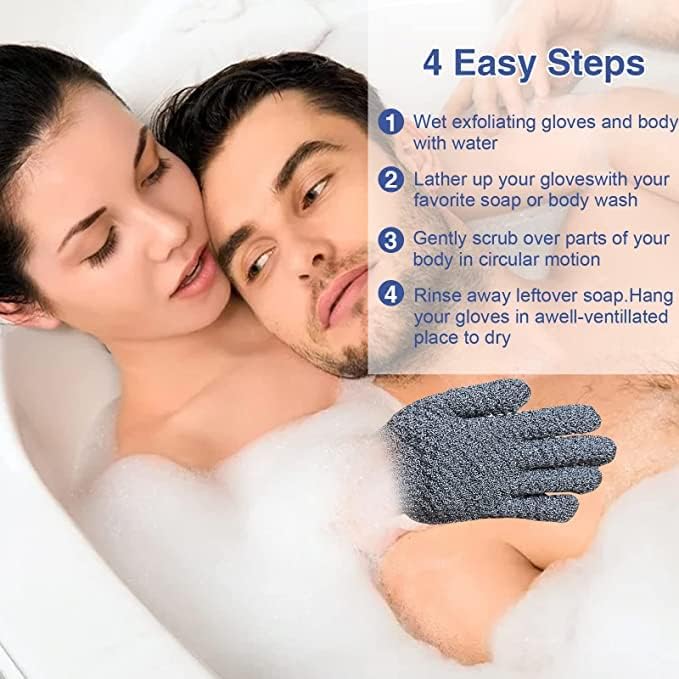 Yiclick 6Pairs Heavy Exfoliating Gloves,Body Scrub Exfoliator for Dead Skin Remover,Exfoliating Body Scrubber for Bath Shower Exfoliation,Exfoliate Sponge Loofah Washcloth Mitt Men Women