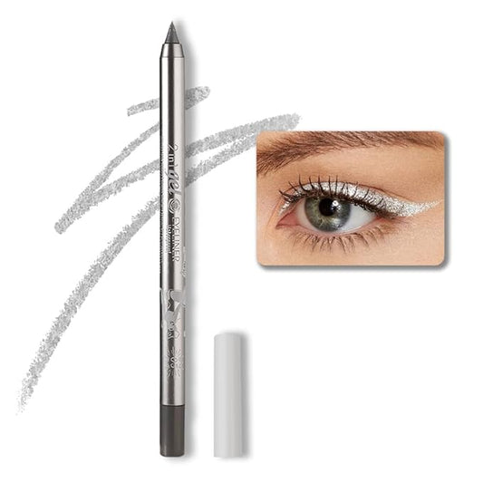 evpct 1Pcs Silver Color Gel Glitter Eyeliner Pencils Set for Women Waterline Waterproof Smudge Proof lapiz de ojos delineador de ojos contra el agua Eye Liner Makeup,05# Silver