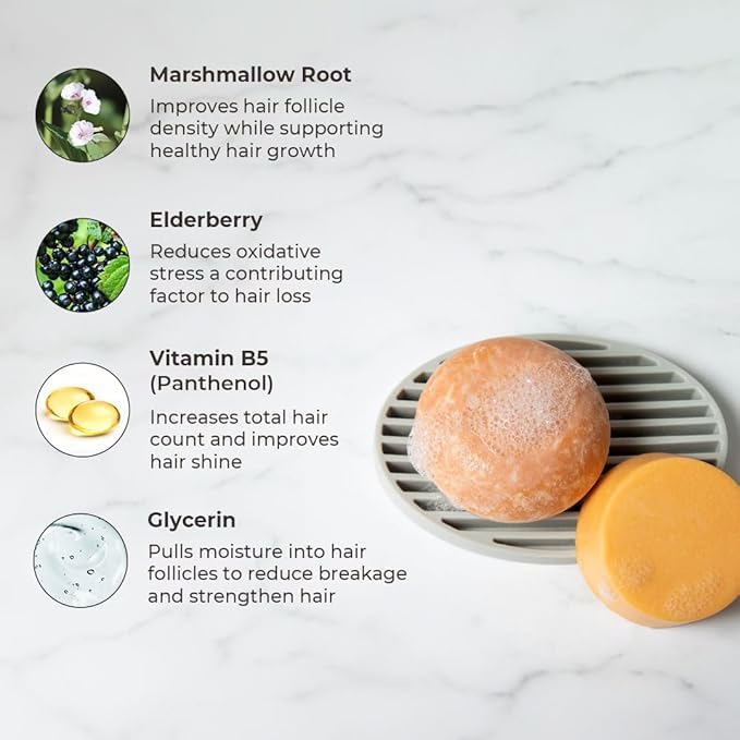 The Earthling Co. Shampoo & Conditioner Bar Set - Promote Hair Growth, Strengthen & Volumize All Types - Paraben & Sulfate Free Formula With Natural Ingredients for Dry Hair (Citrus Sun)