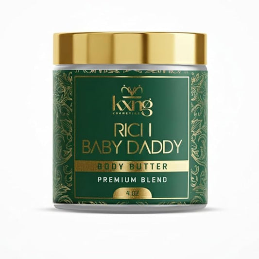 KXNG Cosmetics, Body Butter, Organic Skin Care for Men and Women, Body Moisturizer Lotions and Creams, Raw Shea Butter, Cocoa Butter, Mango, Coconut Oil, Hand, Foot, All Skin Types (Rich Baby Daddy)