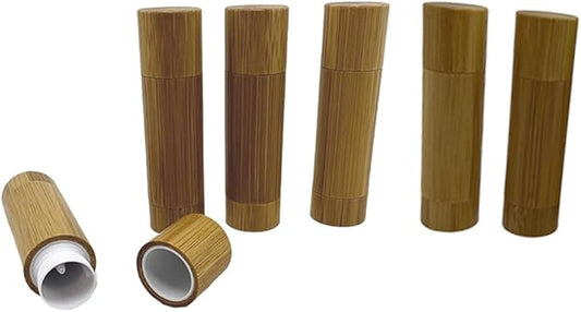 Bamboo Empty Lip Balm Containers 5.5g 6 Pack,Refillable DIY Lip Balm Tube Containers with Clear PP Plastic Inner,Lip Gloss Tubes Chapstick Holder for DIY Cosmetic Samples Deodorant
