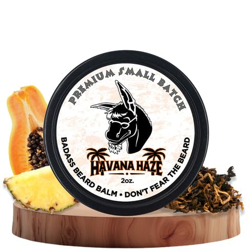 Badass Beard Care Wax For Men - Havana Haze, 2 oz - Softens Hair, Leaves Your Beard Looking and Feeling More Dense