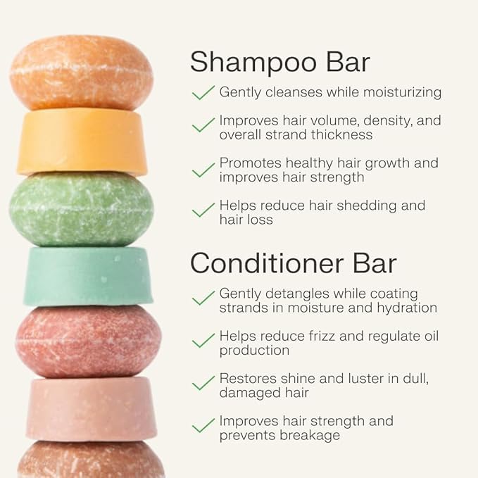 The Earthling Co. Shampoo & Conditioner Bar Set - Promote Hair Growth, Strengthen & Volumize All Hair Types - Paraben & Sulfate Free Formula with Natural Ingredients for Dry Hair (Vanilla Coconut)