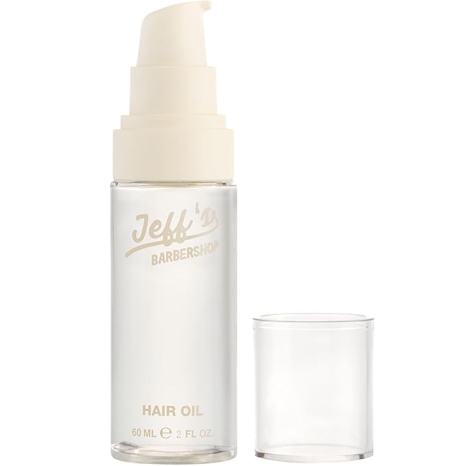 Jeff’s Barbershop Hair Oil for Men & Women, Fresh Scent - Nourishing Serum Repairs & Restores Shine to Dry, Damaged, Frizzy Hair - Heat Protectant from Styling Tools (2.2 fl oz)