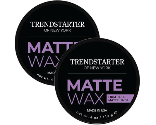 TRENDSTARTER Matte Wax (4oz) (PACK of 2) - Firm Hold, Matte Finish, Premium Water Based All-Day Styling Pomade for Men, Flake-Free for All Hair Types