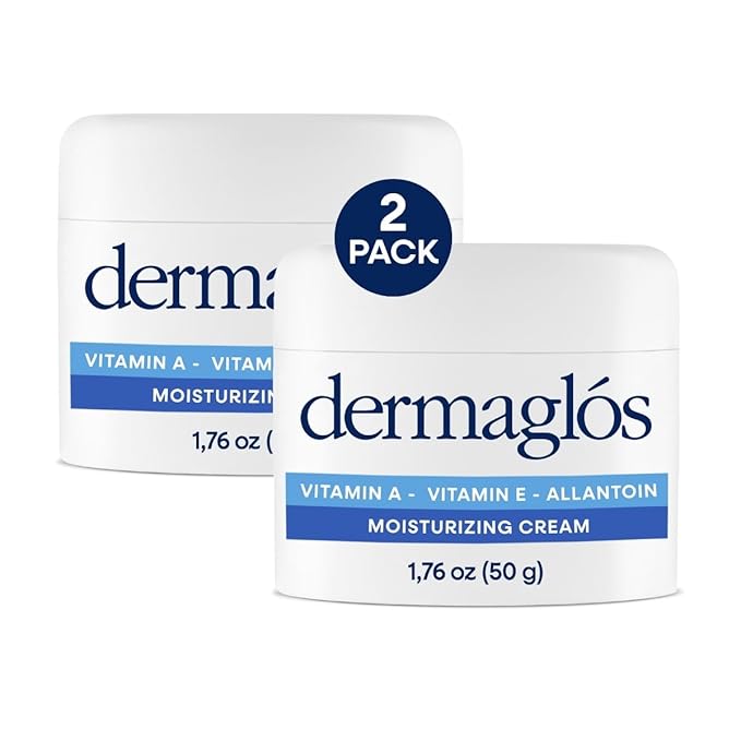 Dermaglos 2-pack Moisturizing Cream | Vitamin A (Retinoids), Vitamin E & Allantoin | Moisturizer for Wrinkles, Stretch Mark Prevention, Tattoo Aftercare, Scar cream, Anti-Aging | 1,76 oz