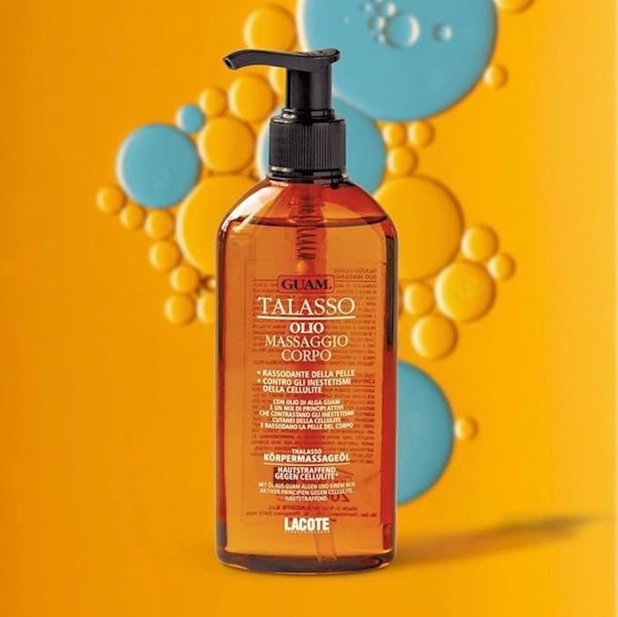 Guam Thalassotherapy Anti Cellulite Massage Oil with Essential Oils - Lymphatic Drainage Drops for Celulitis Treatment - Massage Oil for Massage Therapy - 200ML | by Guam Beauty