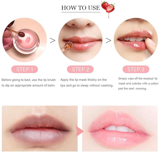 Lip Balm Honey Pot,Vitamin E Hydrating & Prevention Dry and Cracked Lip Scrubs Exfoliator,Propolis Moisturizing Honey Lip Balm, Lip Gloss and Lip Sleeping Mask Reduces Lip Lines