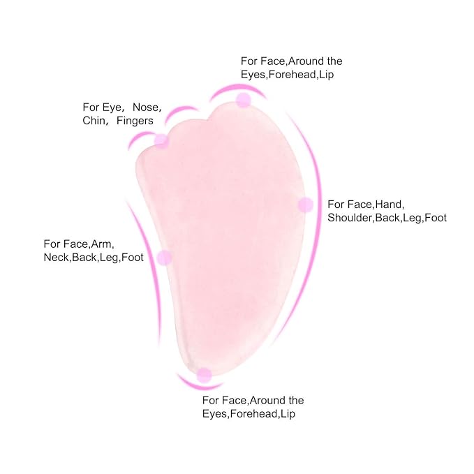 Jovivi Natural Rose Quartz Stone Gua Sha Scraping Massage Tool, Wing-shape Healing Crystal Guasha Board Facial Massager Traditional Scraper Tool