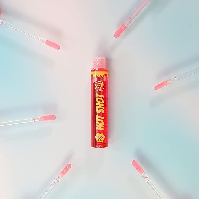 W7 Hot Shot Plumping Oil Bundle - Enhancing & Repairing Plump Effect For Fuller Lips - Clear & Soft, Natural, Everyday Lip Care - 2 Pack