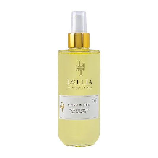LOLLIA Always in Rose Dry Body Oil, 6.8 Fl. Oz. – Rose & Hibiscus – Women’s, Scented, Moisturizing, Dry Body Oil for Women, For All Skin Types