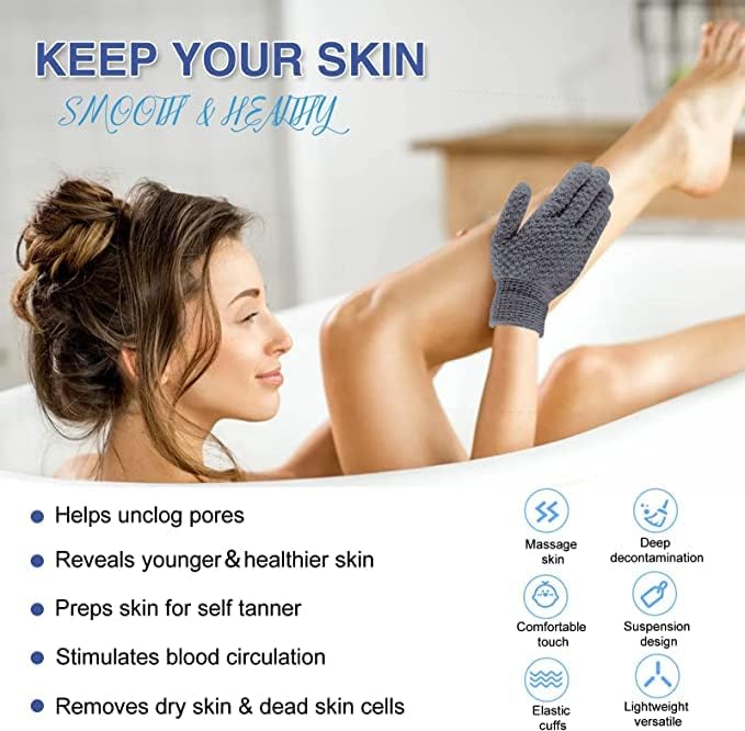Yiclick 6Pairs Heavy Exfoliating Gloves,Body Scrub Exfoliator for Dead Skin Remover,Exfoliating Body Scrubber for Bath Shower Exfoliation,Exfoliate Sponge Loofah Washcloth Mitt Men Women