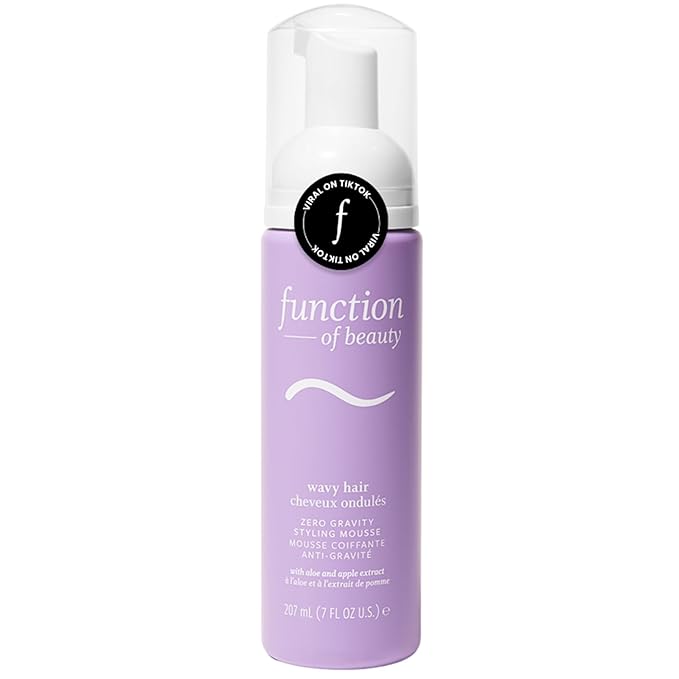 FUNCTION OF BEAUTY Zero Gravity Styling Mousse, 7 oz – Adds Volume + Defines Natural Waves, Frizz Control + Flexible Hold, Lightweight Feel, No Crunch or Stiffness, Heat Protection Up to 450°F