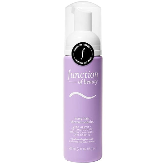 FUNCTION OF BEAUTY Zero Gravity Styling Mousse, 7 oz – Adds Volume + Defines Natural Waves, Frizz Control + Flexible Hold, Lightweight Feel, No Crunch or Stiffness, Heat Protection Up to 450°F
