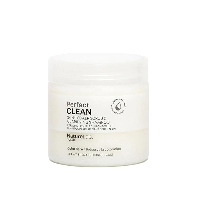 NatureLab.TOKYO Perfect Clean 2-in-1 Scalp Scrub & Clarifying Shampoo | Exfoliating Sugar Crystals with Probiotic Sake Water & Hyaluronic Acid for Deep Scalp Cleanse, Shine, & Hydration – 8.1 oz