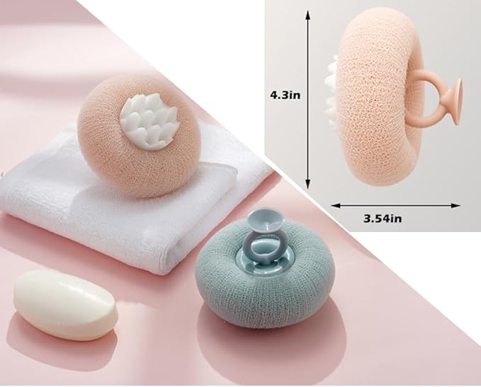 2 Pack Bath Body Brush,Exfoliating Body Scrubber,Bath Sponge Brush to Scrub The Body and Enjoy The Shower(Pink&Blue)…