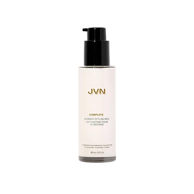 JVN Complete Blowout Styling Milk Heat Protector Cream, Style Memory, Anti-Humidity, Smooths & Protects, 3 Fluid Ounces