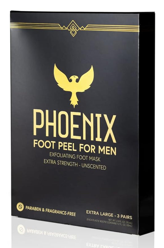 (Pack of 3) Phoenix Foot Peel for Men - Extra Large - Extra Strength - Exfoliating Dry Feet Treatment - Callus Remover - Unscented - Paraben and Fragrance Free